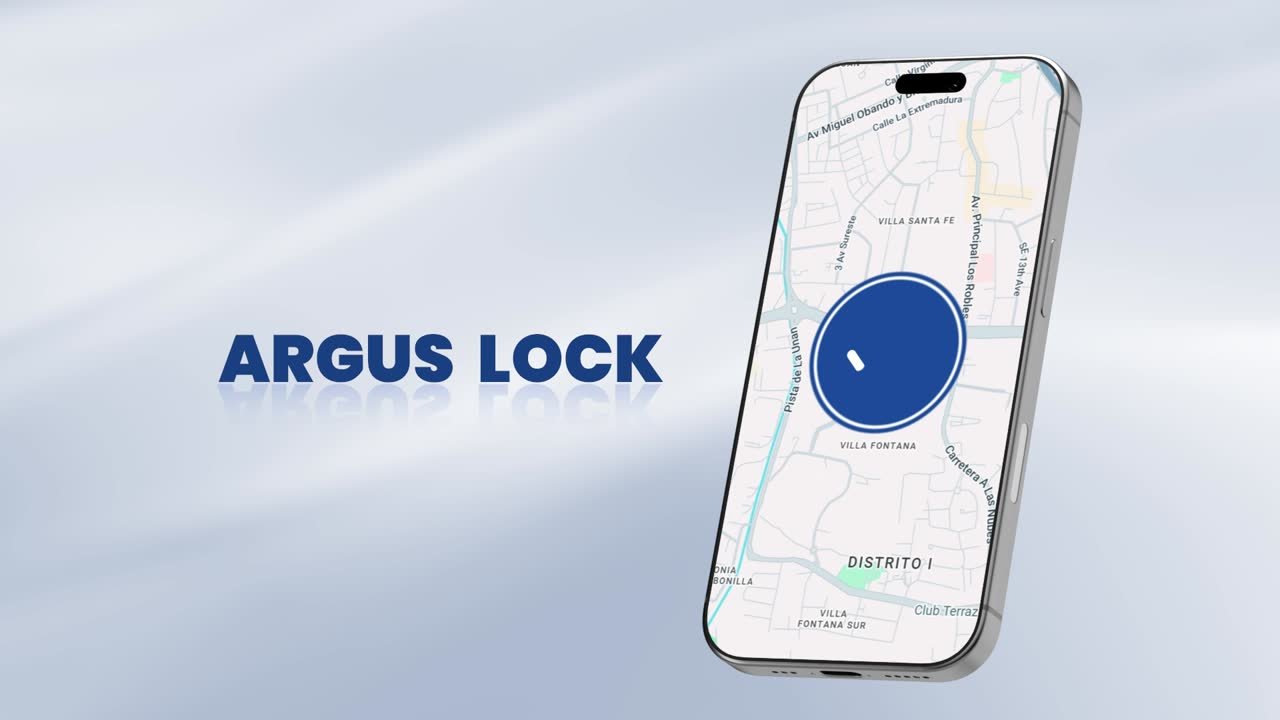 Pantalla de la app: mapa con la marca de Argus Lock
