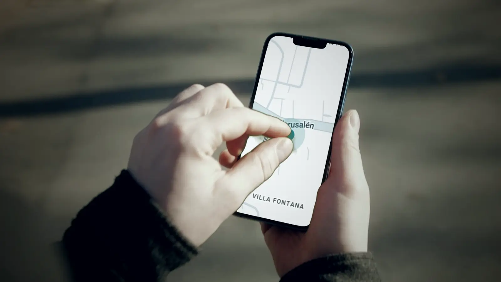 Ubicación del vehículo en el mapa del teléfono