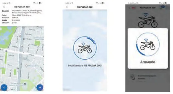 Pantallas de la app: ubicación en el mapa y estado de la alarma
